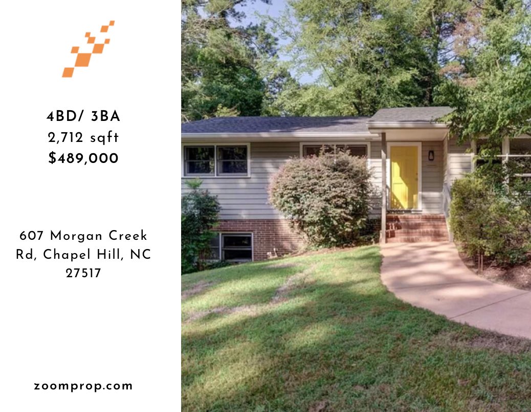 getzoomprop's tweet photo. PROPERTY OF THE DAY IN NORTH CAROLINA !⠀
⠀⠀⠀⠀
◾️4bd/ 3ba,  2,712 sqft⠀
◾️ PRICE: $489,000⠀⠀
⠀⠀⠀
◾️Comps⠀
 $552,800⠀
 $810,000⠀
⠀⠀⠀⠀
607 Morgan Creek Rd, Chapel Hill, NC 27517⠀
⠀
#ncrealtor #northcarolinarealestate #realestate #realtor #realestateagent https://t.co/80eD3W4zNn