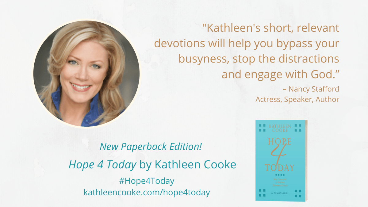 Proven research reveals it changes lives? It's Bible #engagement with God. #Actress #director #author @nancystafford knows it only takes a minute to make a better #decision when you empower your thinking. Let #Hope4Today be your #guide & #catalyst. Order: kathleencooke.com/hope4today/