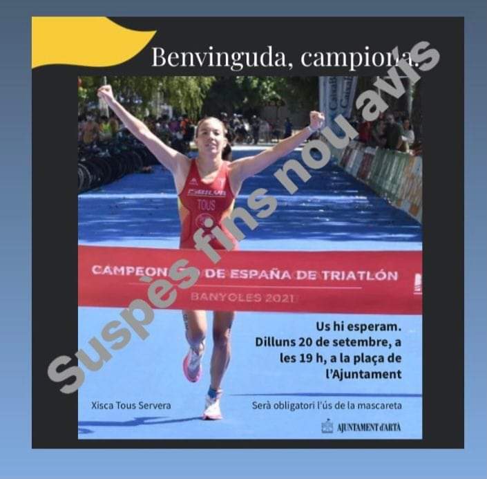 Ràdio Artà Municipal (@radioarta107_9) on Twitter photo ℹ️👉 Avís urgent: L'Ajuntament d'Artà informa que l'acte de benvinguda a <a href="/Xiscatous/">Xisca Tous</a>, per raons meteorològiques, es suspèn fins nou avís.
Disculpau les molèsties. ℹ️👉 Avís urgent: L'Ajuntament d'Artà informa que l'acte de benvinguda a <a href="/Xiscatous/">Xisca Tous</a>, per raons meteorològiques, es suspèn fins nou avís.
Disculpau les molèsties.