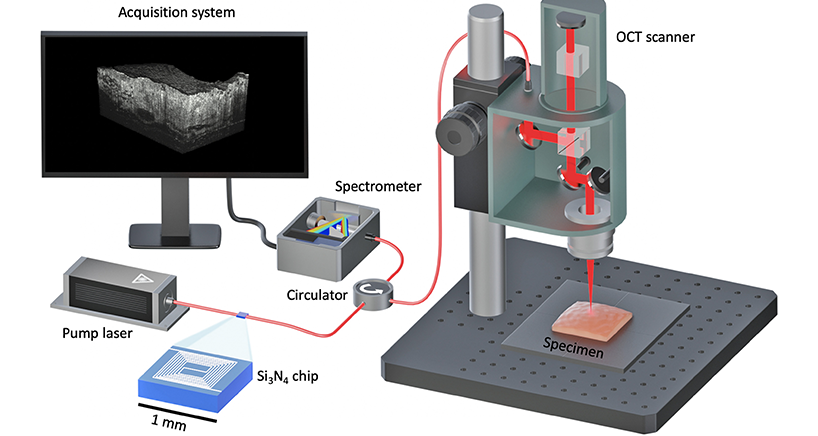 EE_ColumbiaSEAS's tweet photo. A collaboration btwn Christine Hendon &amp; Michal Lipson's research groups has demonstrated a novel supercontinuum source based on a Si3N4 photonic chip for optical coherence tomography imaging @dianamojahed @ji_xingchen @LipsonGroup 

More info here: https://t.co/70IwvzNLlO https://t.co/JZgp317Oq1