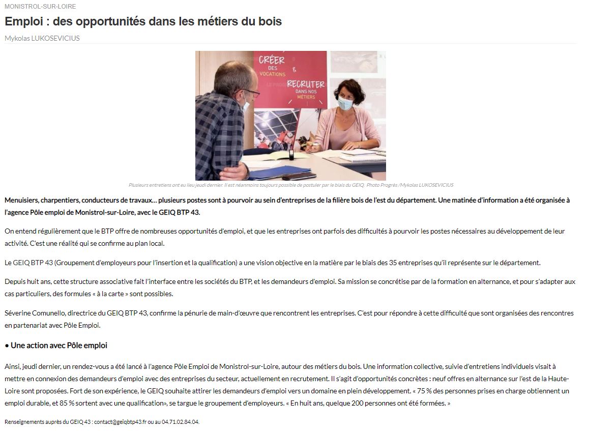 Le pôle emploi de Monistrol/Yssingeaux fait feu de tout bois pour aider nos recruteurs!
👉 le 16/09 avec le GEIQ #BTP 43
👉 le 21/09 avec AEP #industrie #polymères
👉 le 23/09 avec les Salaisons du Lignon industrie #agroalimentaire 
@poleemploi_ara <a href="/desvaquet/">Gilles Desvaquet 🌍</a> 
#TousMobilisés