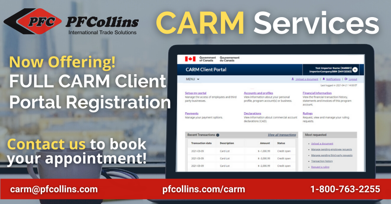 PFCollins's tweet photo. Importers! We are now offering full #CARM registration services! We will help you:
☑️ Obtain a #GCKey
☑️ Register to the CARM Portal
☑️ Set up your Business Account Manager
☑️ Delegate PFC as your #CustomsBroker
Contact us today! 👉 carm@pfcollins.com
#importing #supplychain