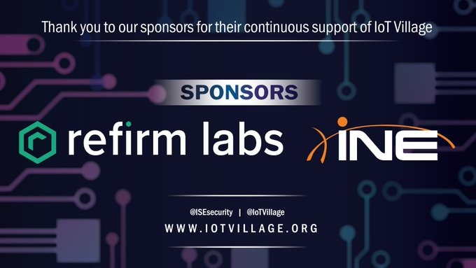 IoTvillage's tweet photo. We hope everyone had an awesome time at #hacktivitycon2021 this past Saturday!
If you missed us there, make sure to visit our website to view the rest of our 2021 event schedule: https://t.co/tL9C40BOtP
Thank you again to our yearlong sponsors @ine & @RefirmLabs! https://t.co/PzX1T0AwjU