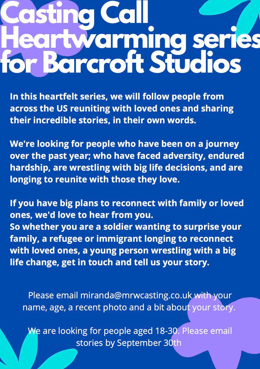 Barcroft Studios are making a docuseries following inspiring stories of people from across the US travelling to see their relatives, friends &amp; the people who inspired them, while reflecting on the hardship they’ve endured to be face-to-face again. #CastingCall  #LoveIsNotTourism