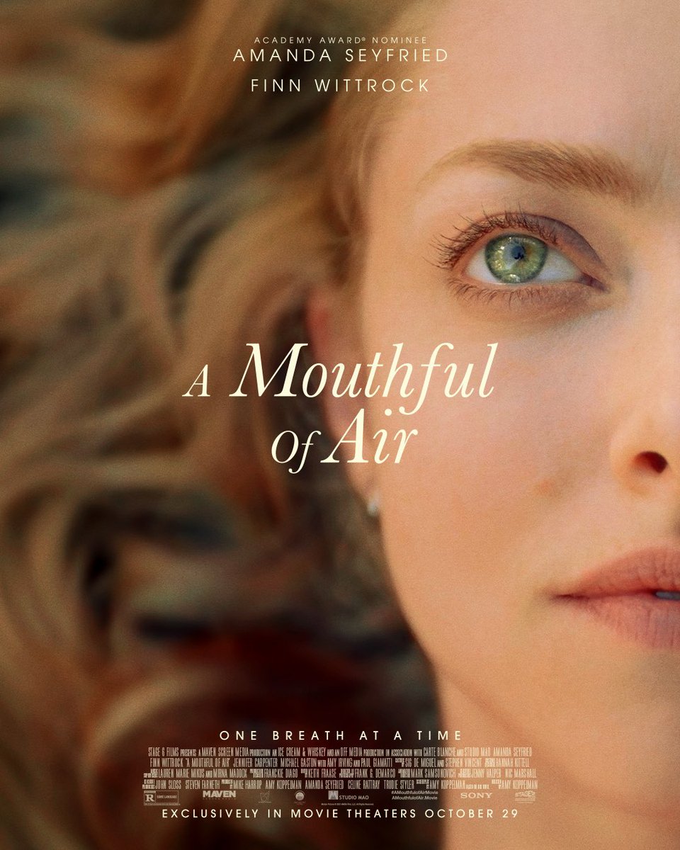 The poster for #AMouthfulofAirMovie starring @AmandaSeyfried and @FinnWittrock has been released.

In theaters October 29.