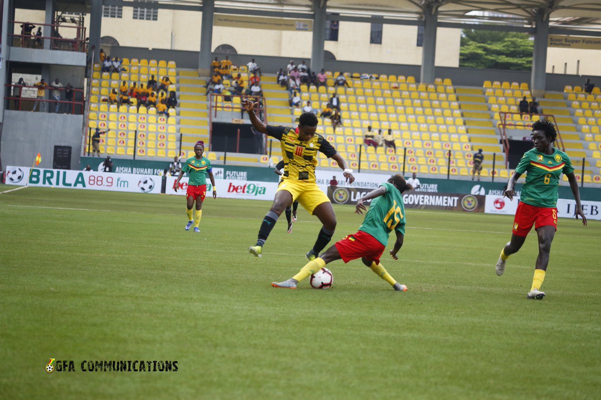 JWsports1's tweet photo. FT: 🇨🇲 Cameroon 0-2 Ghana🇬🇭

Stunning solo efforts by @AdubeaPrincella (59') &amp; Vivian Konadu (88') ensure #BlackQueens exit #AishaBuhariCup with a decisive win.

Final Match | Tue | 4pm WAT
🇳🇬vs 🇿🇦 👉#AWCON2018 final rematch 🔥

📸@Team_GhanaWomen https://t.co/za8Cy9n3n7