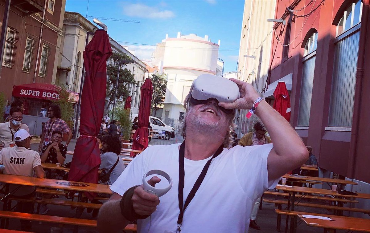 kat_five's tweet photo. Testing @claudiovittori’s ace @flowerofsound2 #VR prototype at #millisboa. Good to see @MusicAlly trying it too. Customisable spatial sound for well-being, in a breath-taking environment. https://t.co/GxRHCWKUzc