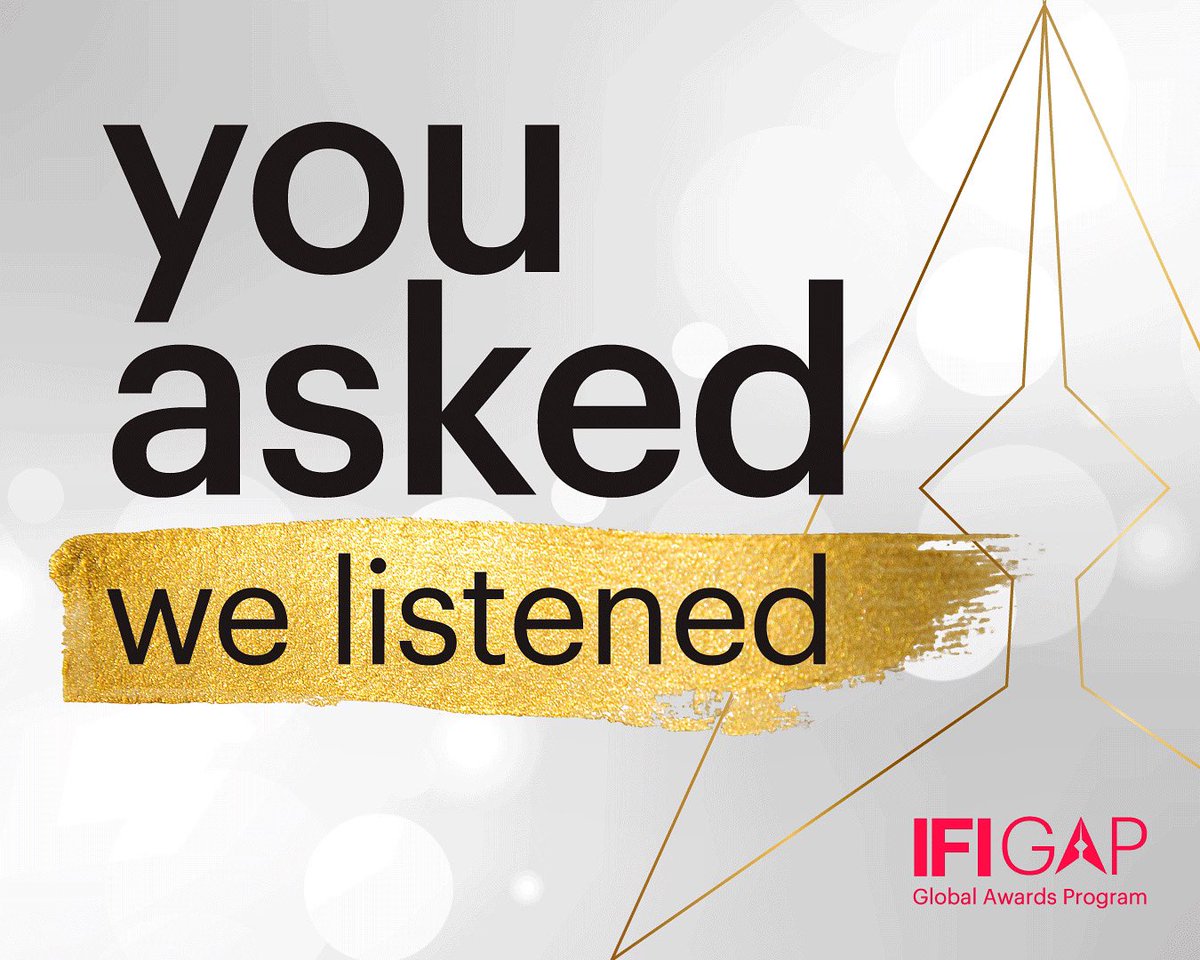 IFI GAP Call for Entries Extended!

Following requests from IFI's community, we are accepting entries to IFI DDA through  15 Oct. 

This is your final opportunity to submit. We are excited to see your best work!

Enter at ifiworld.org/IFI-DDA or email programs@ifiworld.org