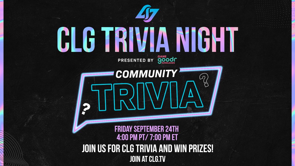 It's time to put your CLG knowledge to the test. 🧠 Join us this Friday for CLG Trivia Night presented by @gamegoodr. Top three winners will win prizes. 👀