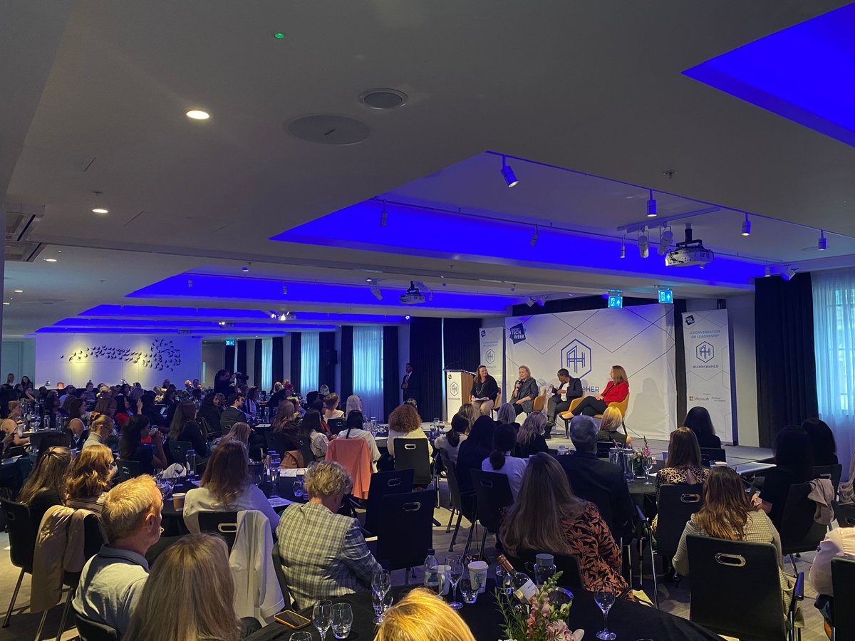 A stellar 1st day @LDNTechWee! As co-host we're thrilled to see vibrant conversations & connections made🌟 Our favorite? A raw & honest talk on navigating leadership w/ @HillaryClinton, @McKinsey's Virginia Simmons @IStephanieBoyc1 @TheLawSociety @clarebarclay at @accelerate_HER