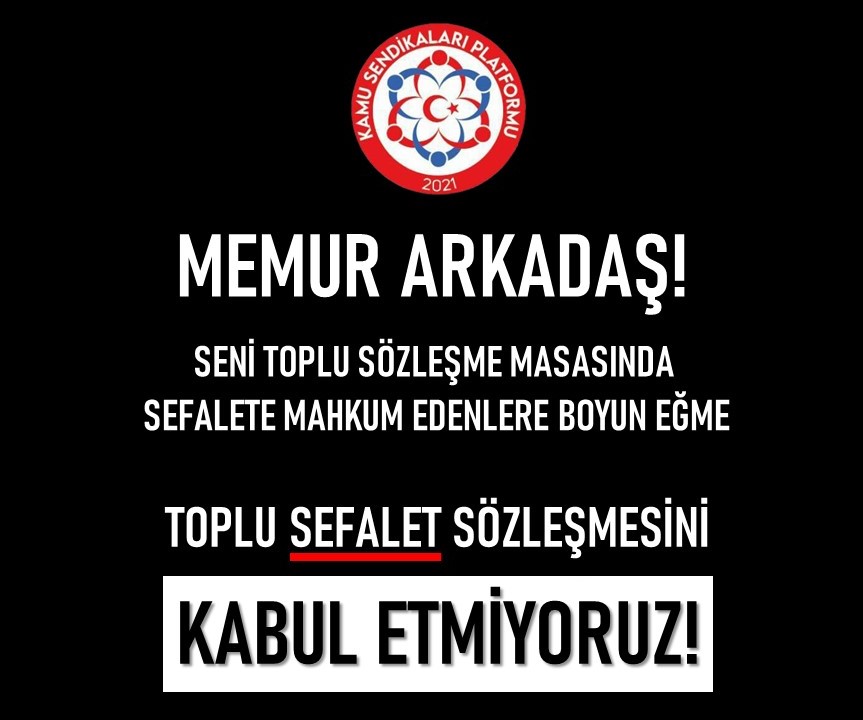 Malumsen toplu sözleşme masasında tüm memuru temsil etmesi gerekirken, kendi sendikasının geleceği için Kamu İşveren Heyetinin vereceği seyyanen zammı reddedip 400 TL aldatmacası ve yüzdebir garabetine imza atmıştır..
#Malumsenin400TLOyunu
<a href="/MemurSenKonf/">Memur-Sen</a> <a href="/Kamu_Sen/">Türkiye Kamu-Sen</a> <a href="/vedatbilgn/">Vedat Bilgin</a>