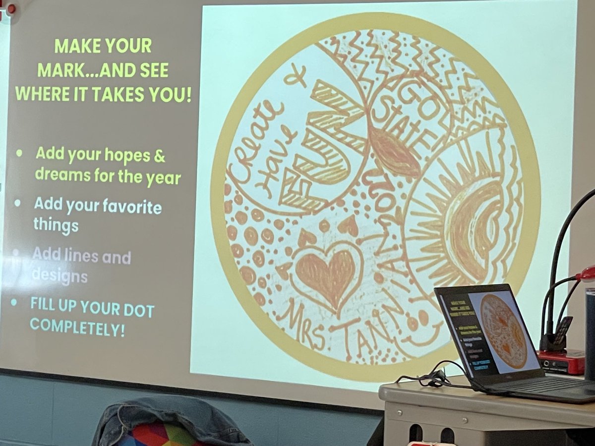 NFMHHS's tweet photo. Mrs. Tanning is helping our students illustrate their hopes and dreams, while participating in #DotDay! #MHHS https://t.co/qNLm8N4Xfd