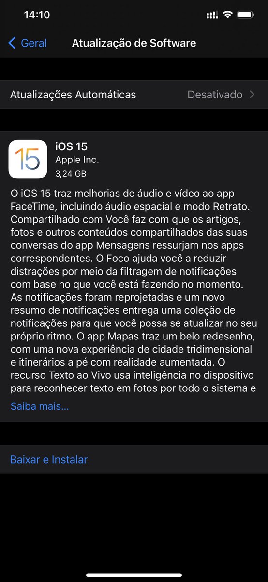 Saiu atualização do #iOS15