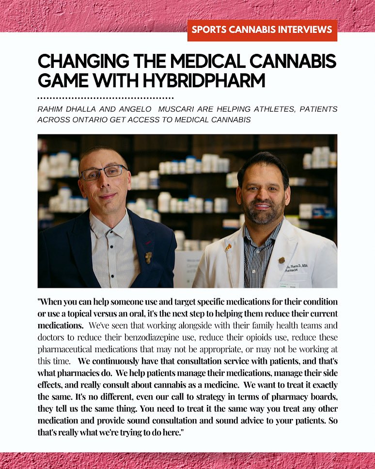 We had an opportunity to connect with @SmokeTheStigmas and <a href="/DhallaRahim/">Rahim Dhalla</a> of <a href="/hybrid_pharm/">Hybrid Pharm</a> to learn more about the Canadian Medical Cannabis Landscape.

New Interview Releases Wednesday September 22,2021.
SPORTSCANNABIS.ca

#breakthestigma #sportscannabis