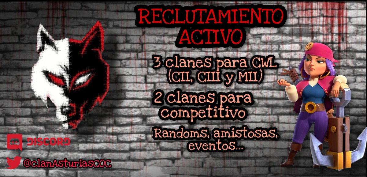 Eres th14 y estás buscando clan?
Eres un viciado del COC?
Eres amante de los six-pack?
O tu segundo nombre es one-star..
Quieres adentrarte en competitivo?
O eres un Klaus en potencia 💯
Sea cuál sea tu objetivo...
<a href="/ClanAsturiasCoC/">Clan Asturias CoC</a> 🐺💙💛
Contactanos vía Twitter