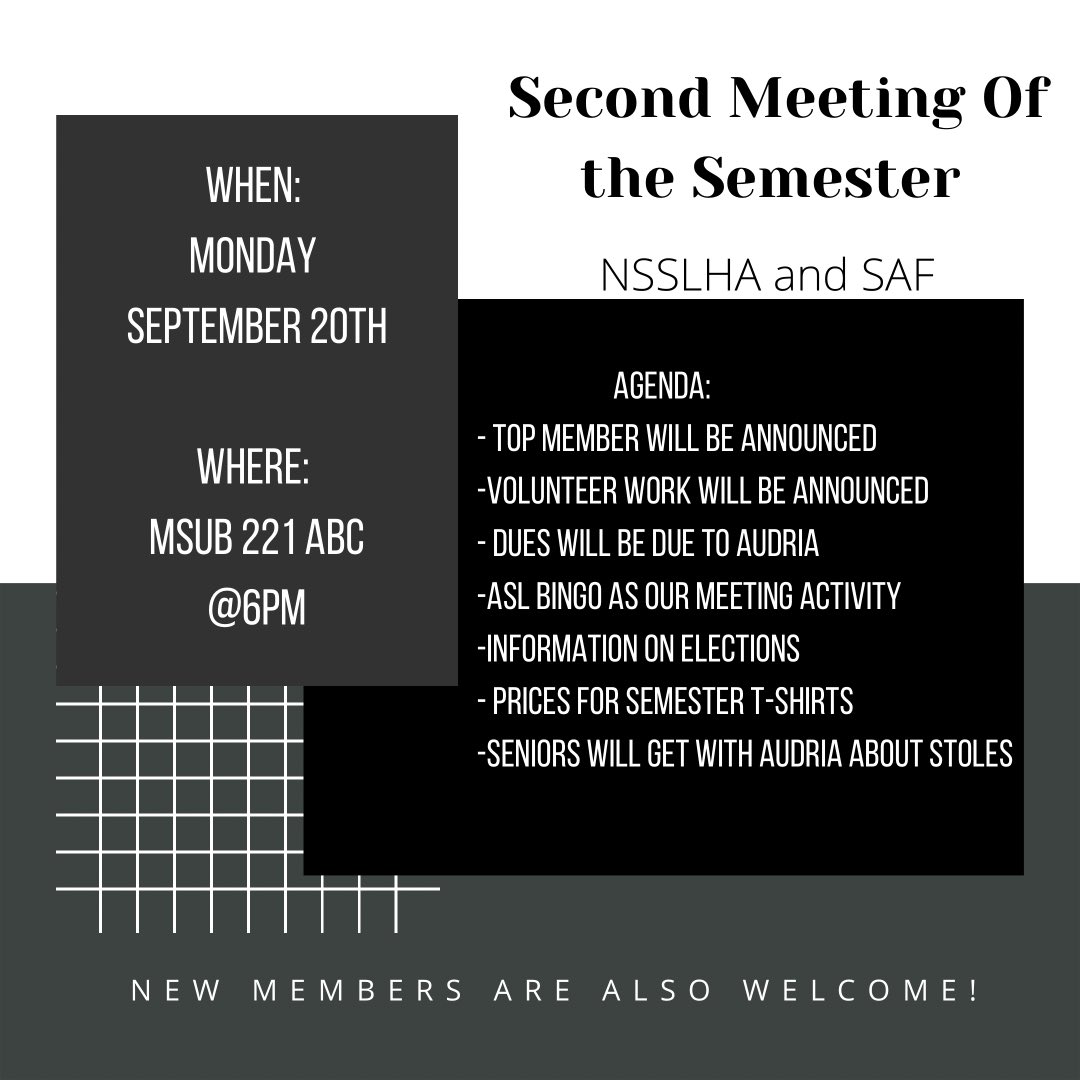 nsslhatamuk's tweet photo. Join us for our second meeting of the semester! We have many things to discuss to make this semester successful! Go Javelinas💛💙🐗 https://t.co/u2Sfhxxiah