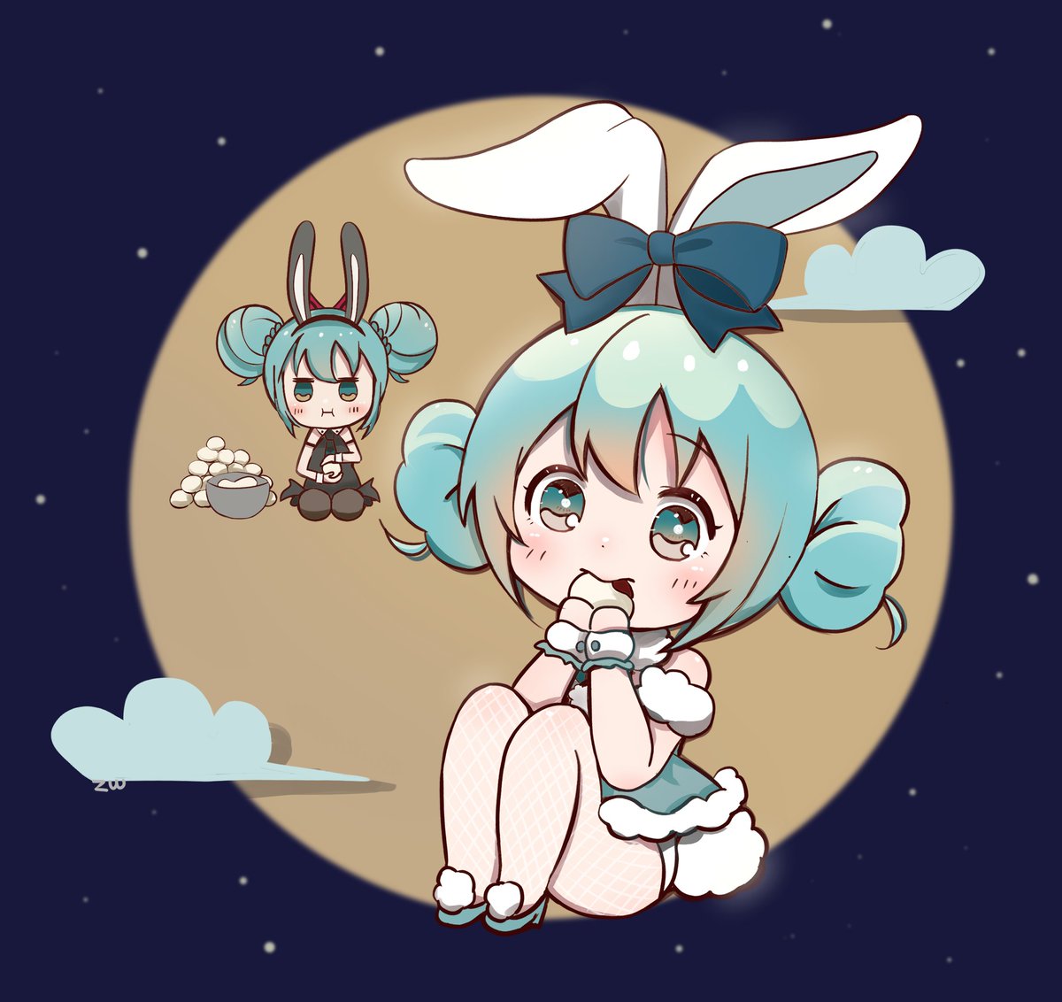 初音ミク 「月がきれい✧ 」|zuuのイラスト