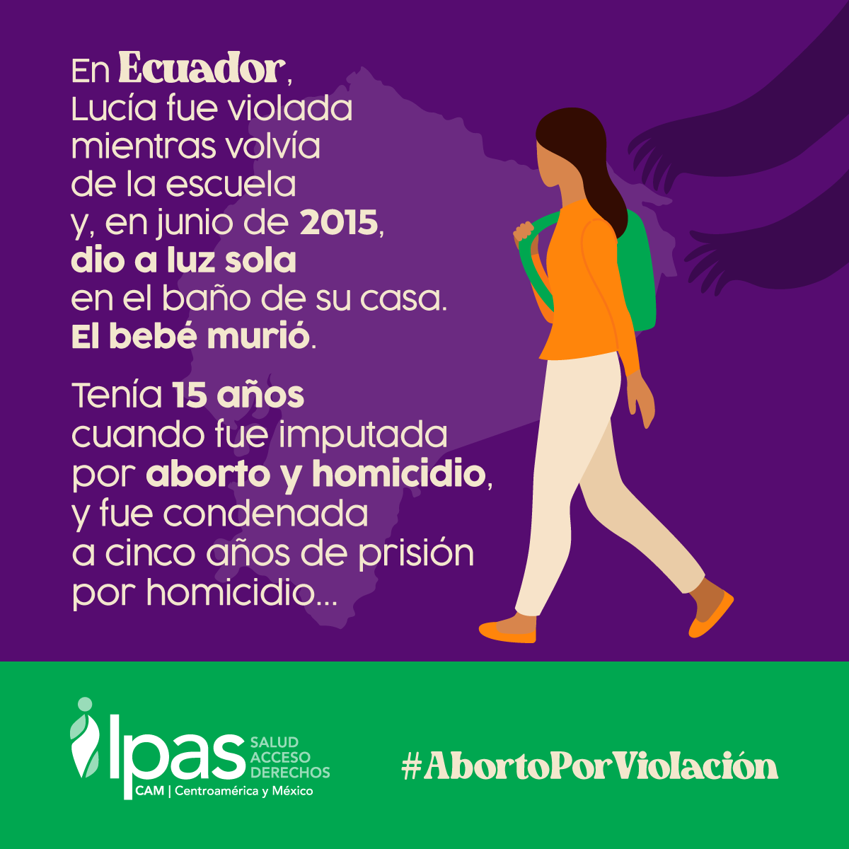 Ipas_CAM's tweet photo. #ECUADOR De 2009 al 2019 33 mujeres y niñas han sido encarceladas por aborto en el país.
El #AbortoPorViolación protege los derechos sexuales y reproductivos de las mujeres y niñas, promueve los servicios de salud y la justicia con perspectiva de género. https://t.co/eF9swIgZ9z