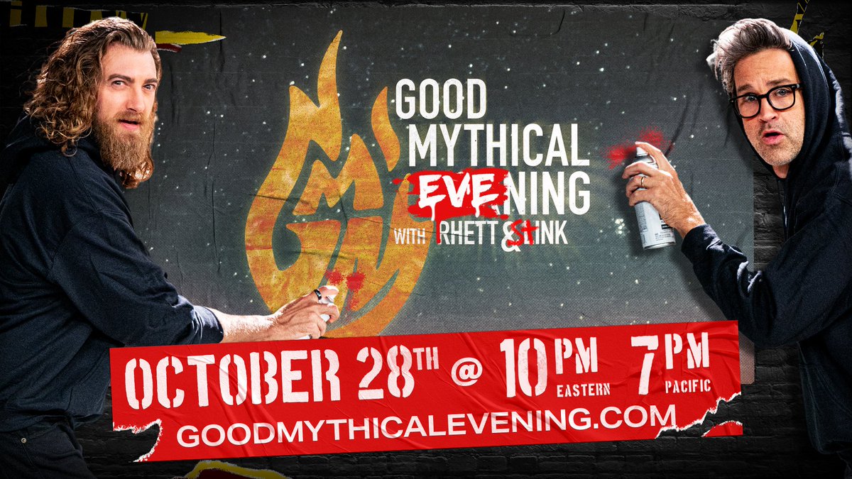 FOR ONE NIGHT ONLY - Join us for a night of R-rated Interntainment that’s WAY too steamy for YouTube. 2nd &amp; 3rd Degree Mythical Society members gain early access to presale tickets on 9/24! General ticket sale begins on 9/30! goodmythicalevening.com