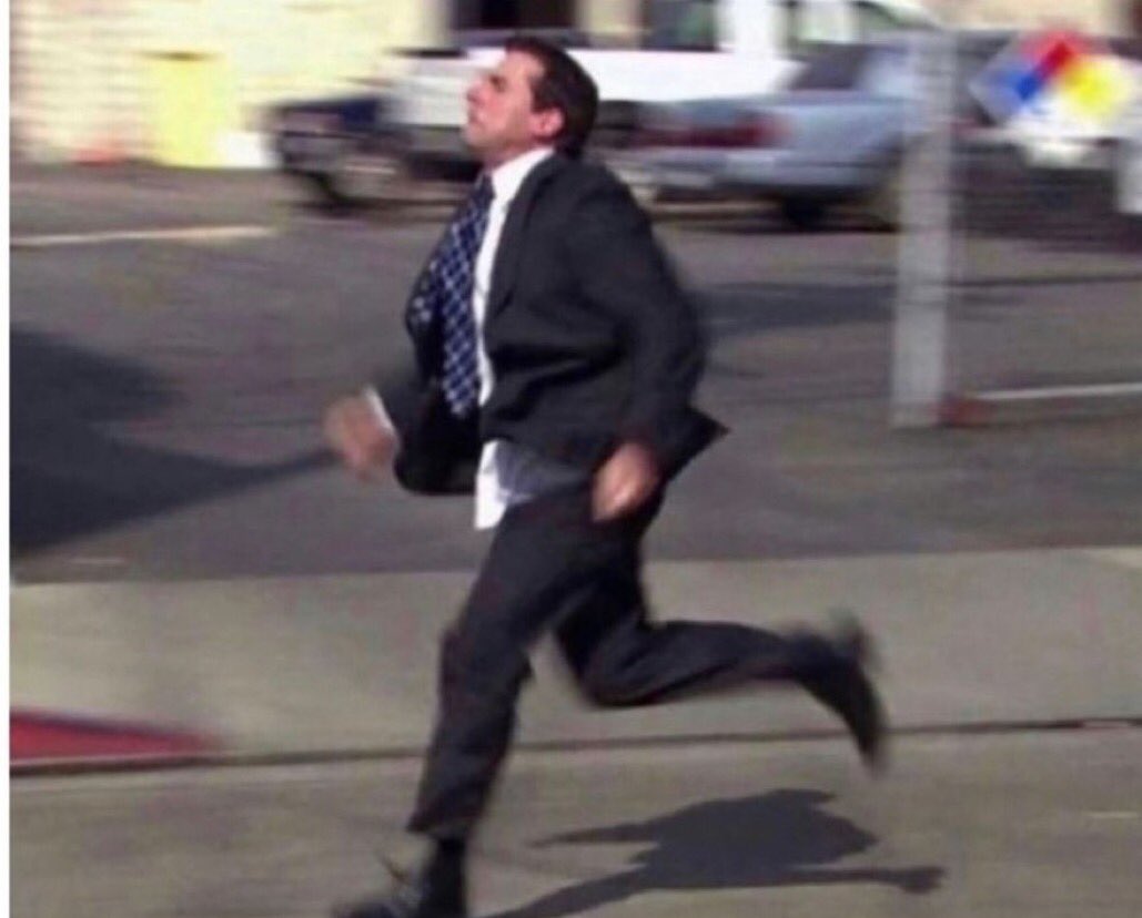 me leaving the house at 08:10 hoping i make it to work by 08:00