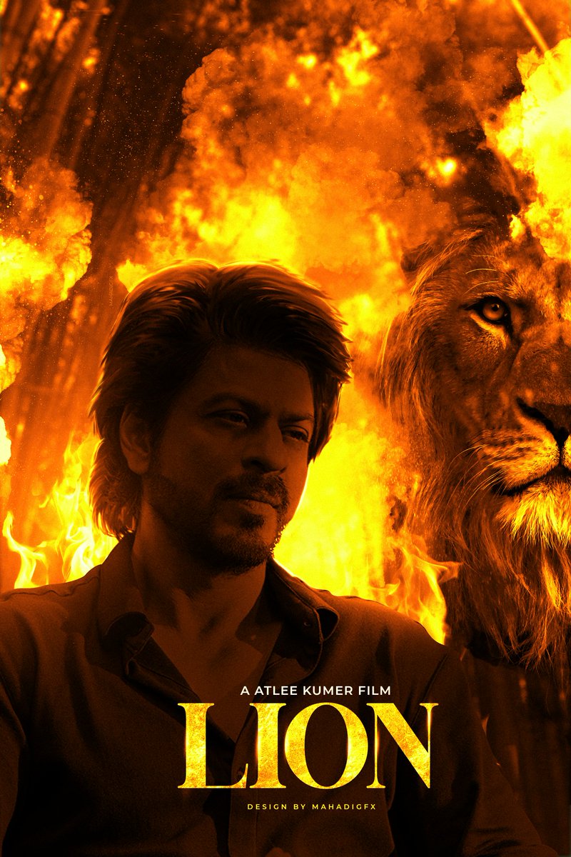 MahadiGFX01's tweet photo. A Fanmade Poster of #Lion Film
@iamsrk @Atlee_dir @RedChilliesEnt @vfx_redchillies @WhoSunilGrover
#srk #ShahRukhKhan #poster #srkposter #lionposter #mahadigfx #atlee #SRKAtlee https://t.co/TBiSyJZwtF