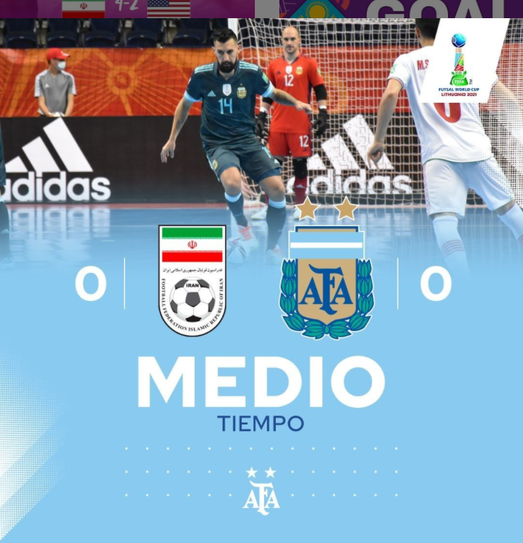 #Futsal #FutsalWC #Lituania2021 🇱🇹

There were no differences between Argentina and Iran at the Vilna Arena Stadium. End of the first half,

#Iran 🇮🇷 0 - 0 🇦🇷 #Argentina