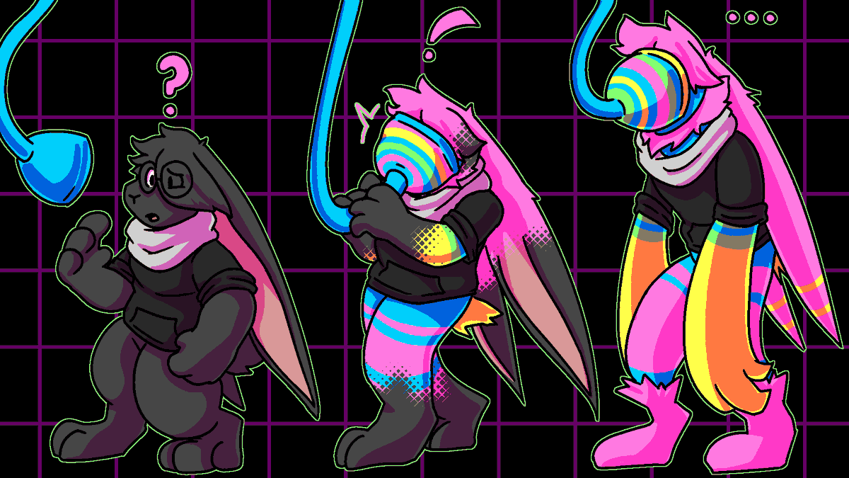CreatureUnknowm's tweet photo. I saw the Werewires and went:

Bright CYM colors, faceless, lanky, brain drain, long ears, tf fodder....

Yep, it's perfect for @ScotchHideyoshi 

#DeltaruneChapter2Spoilers #DeltaruneChapter2 https://t.co/cIpx53L9HF