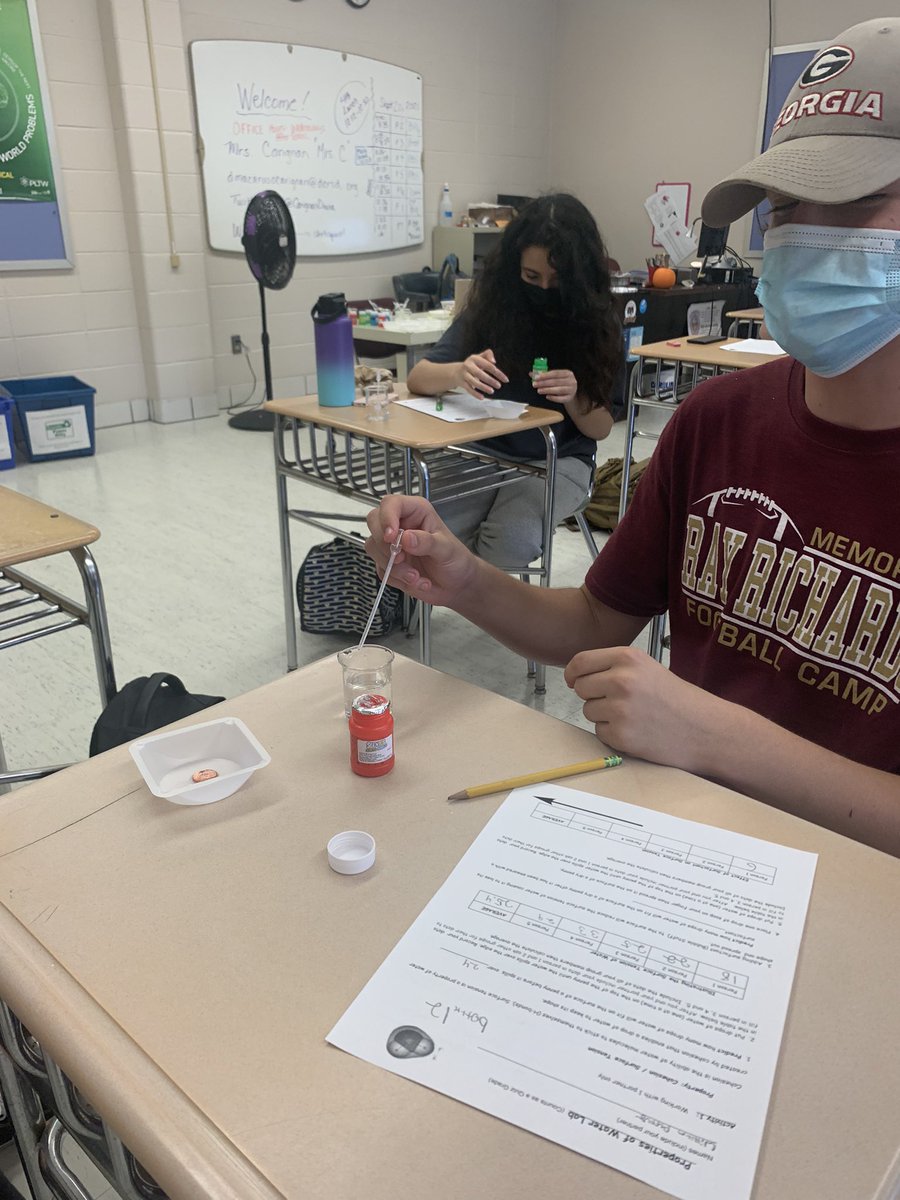 Properties of Water lab in Freshman Biology. @Mass_STEMHub <a href="/Chappy8611/">Bill Chaplin (He/Him/His)</a>