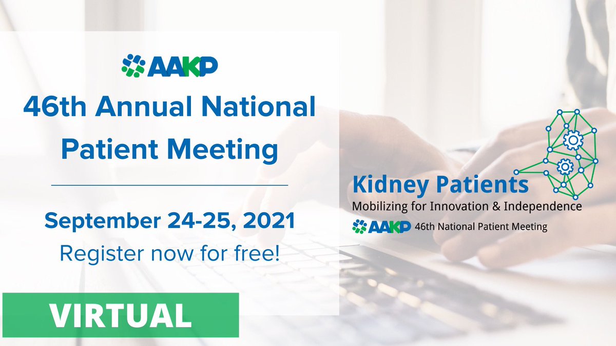 A.Adams(meshiashope) (@meshiashope) on Twitter photo JOIN ME Sept 24-25 for AAKP’s virtual 46th Annual National Patient Meeting! Featuring a diverse lineup of speakers in the kidney community, a virtual Sponsor Hall and more, you won’t want to miss this! Register for free: bit.ly/AAKPNationalPa… <a href="/KidneyPatients/">American Association of Kidney Patients</a> #KidneyPatients21 JOIN ME Sept 24-25 for AAKP’s virtual 46th Annual National Patient Meeting! Featuring a diverse lineup of speakers in the kidney community, a virtual Sponsor Hall and more, you won’t want to miss this! Register for free: bit.ly/AAKPNationalPa… <a href="/KidneyPatients/">American Association of Kidney Patients</a> #KidneyPatients21