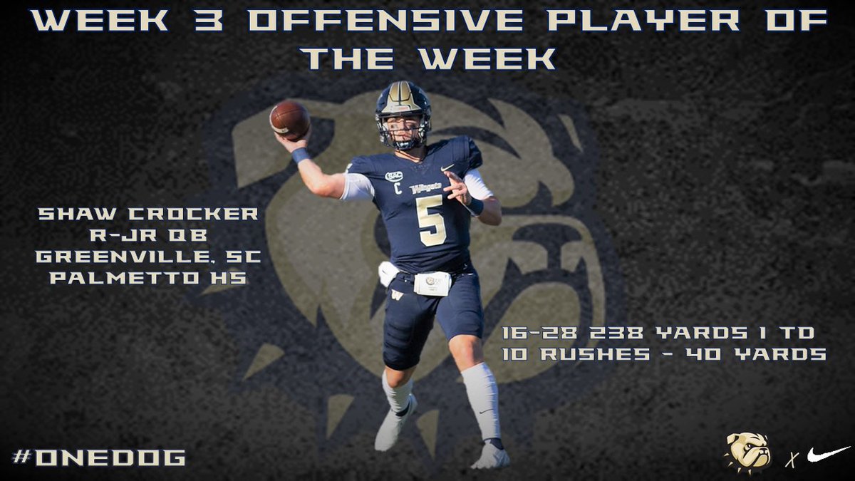 Offensive POTW : <a href="/Crocker_5/">Shaw Crocker</a> 

#OneDog