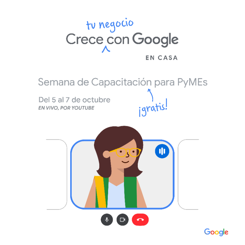 googleespanol's tweet photo. Semana de Capacitación para PyMEs (Capacitaciones gratuitas)

Del 5 al 7 de octubre. En vivo desde YouTube.

https://t.co/l2pARvrwY6 (Regístrate aquí)