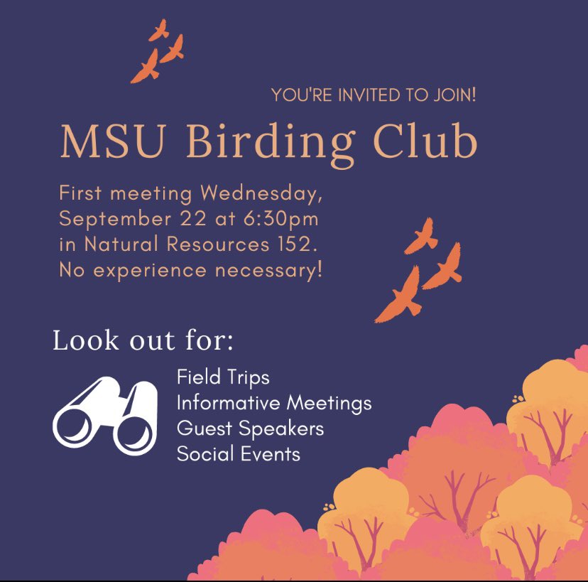 Hope everyone enjoyed the trip to Burke Lake Banding Station! If you want more bird content, join Birding Club! First meeting is Wednesday, September 22nd, at 6:30pm in NR rm 152.