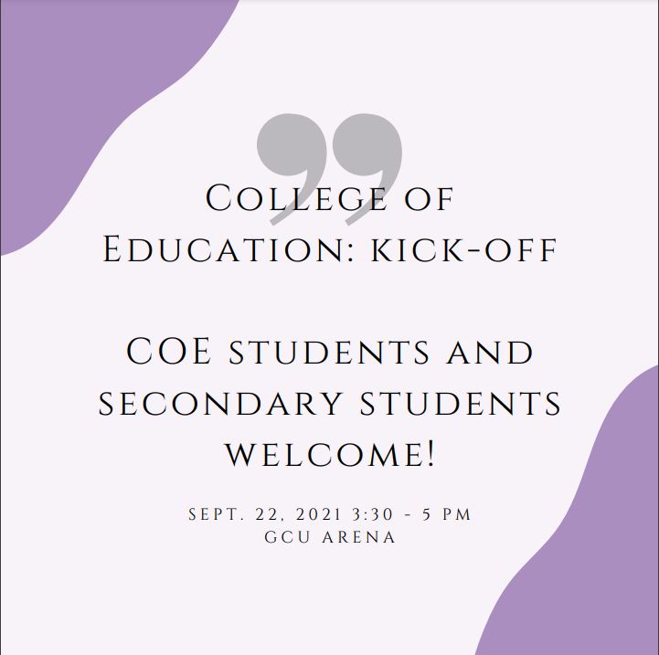 GCU_COE's tweet image. JOIN US for the College of Education Back to School Kick-off this week! Open to ALL education students #lopesteachup #freegifts #raffle #teaching #kickoff #2021-2022 #school