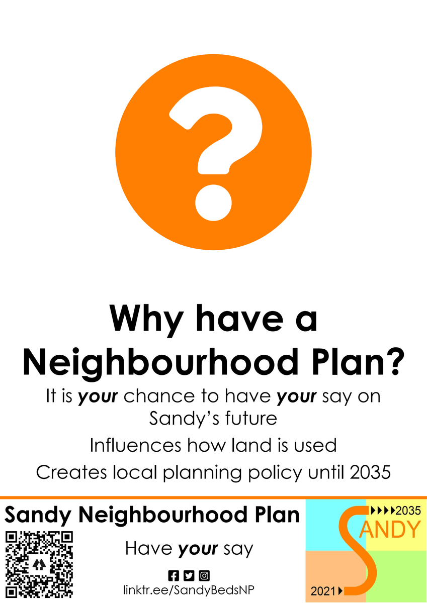 SandyBedsNP's tweet photo. Why do we need a Neighborhood Plan?

It is *your* chance to have *your* say on the future of Sandy, and will influence how land is used and planning policy in Sandy until 2035 https://t.co/Z73heMmtdz