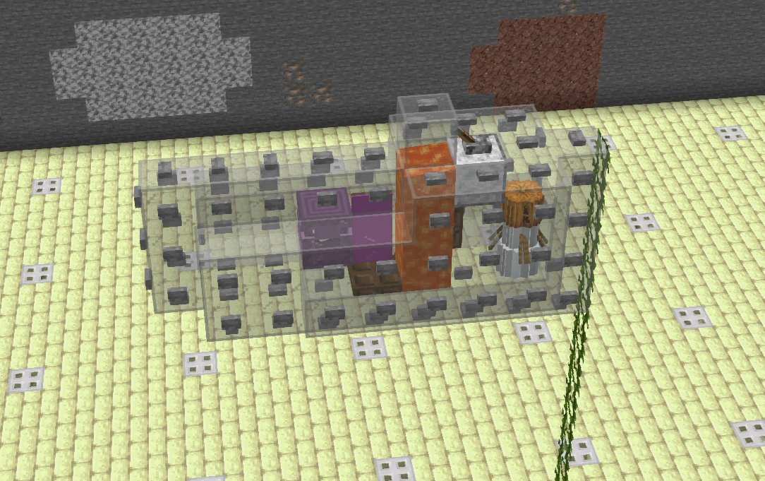 Romy ロコさば ぽこえらさば シュルカートラップ進捗 シュルカーを定位置固定に成功しました ちょっとしたミスというのは これを砂漠に置こうとしたことです そうです スノーゴーレムのことをすっかり忘れて寸前で過ちに気がついたという Minecraft