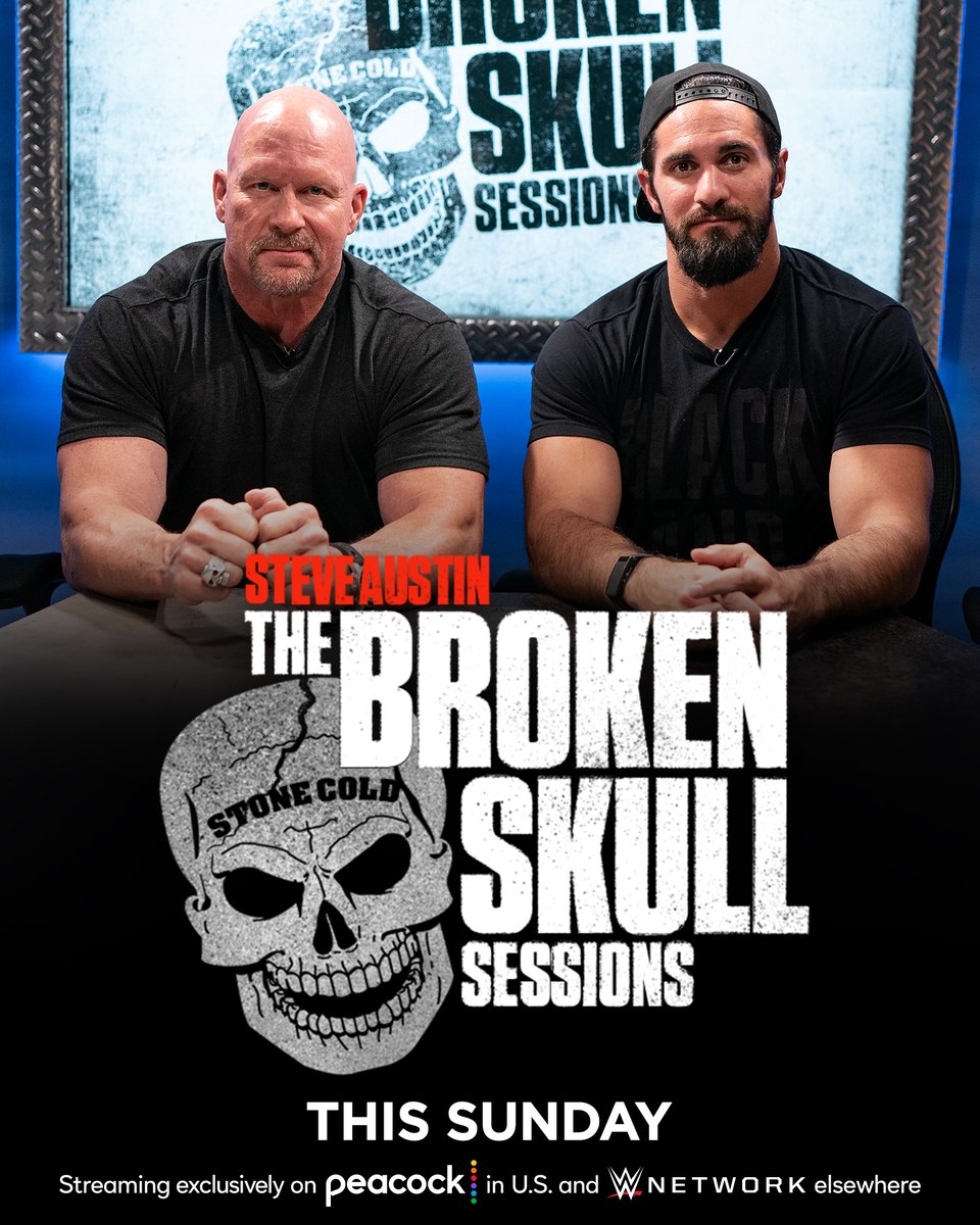 The #TexasRattlesnake. 
The #VisionaryOfDrip.
The #BrokenSkullSessions.

Stream the new episode with @steveaustinBSR and @WWERollins this Sunday on @peacockTV in the U.S. and @WWENetwork everywhere else!