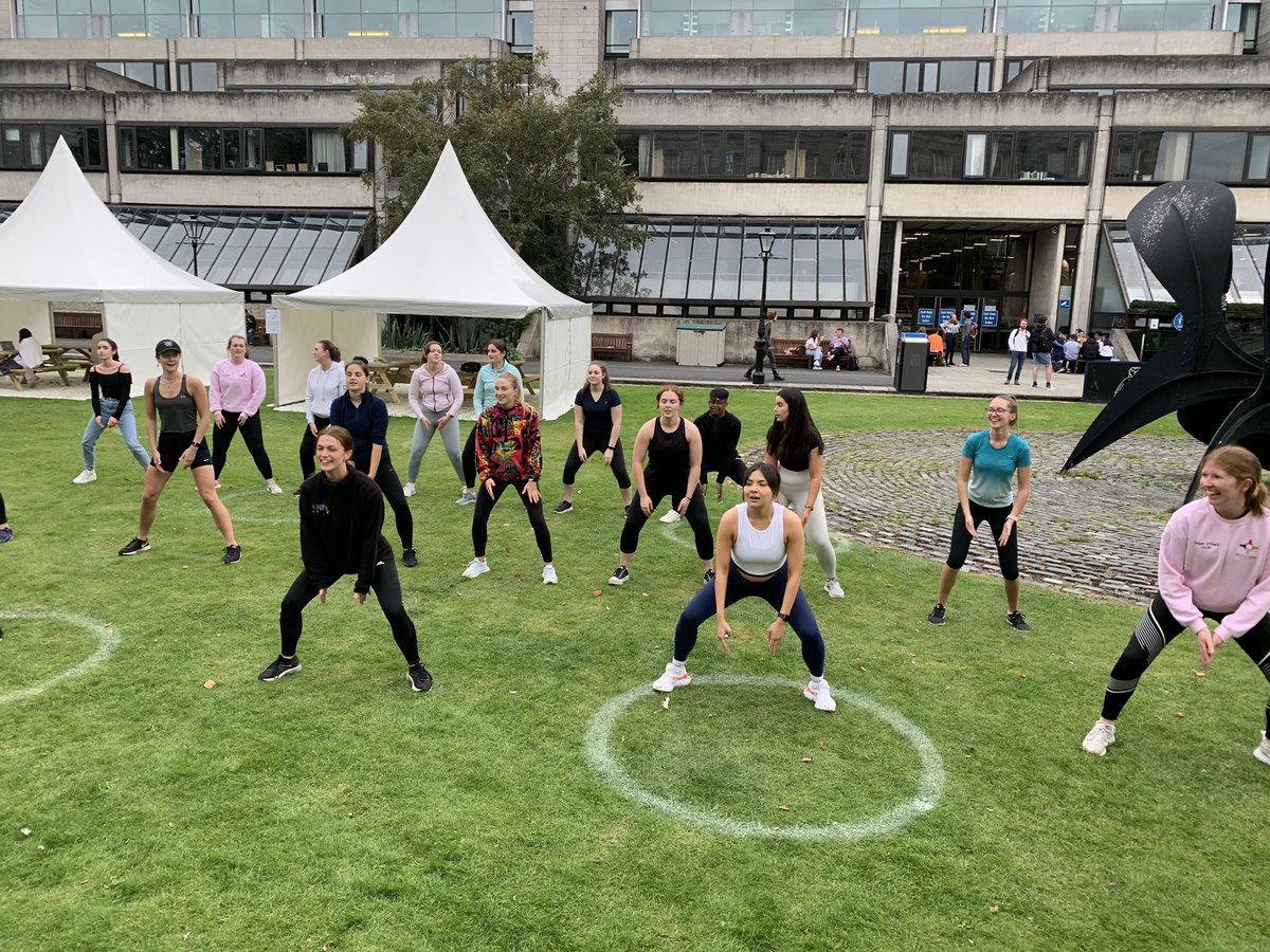 bronagh_harkin's tweet photo. We had a great time getting Trinity active at our Fresher’s week Zumba class run by @DUDanceSoc and our friends over at @DUClinTherapies 🕺 We also had a good laugh along the way! @PtTcd @tcd_ot @TCDHealthP @HealthyIreland @emilyjanedoyle https://t.co/eM5sMGDS0r