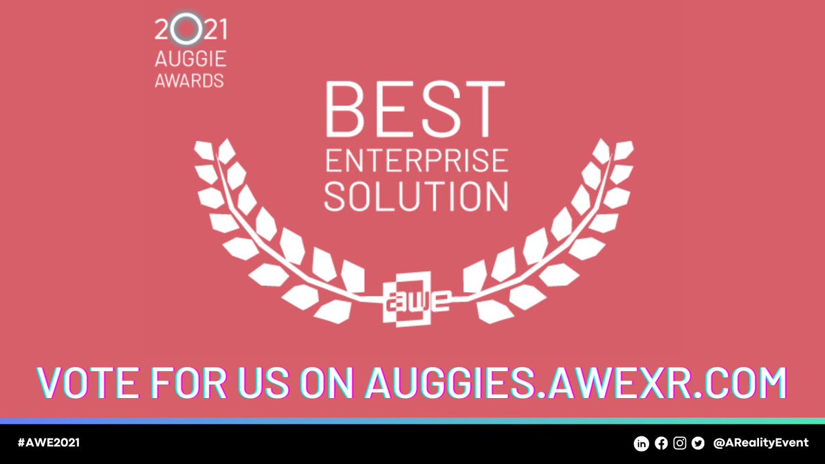 VirbelaHQ's tweet photo. The 2021 #AuggieAwards are open for public voting! Visit https://t.co/kIKTyAL4p5 to cast your vote for @VirbelaHQ as the Best Enterprise Solution and @frame_vr as the Best Collaboration Tool! #AWE2021#Virbela https://t.co/40QPoYBmeg