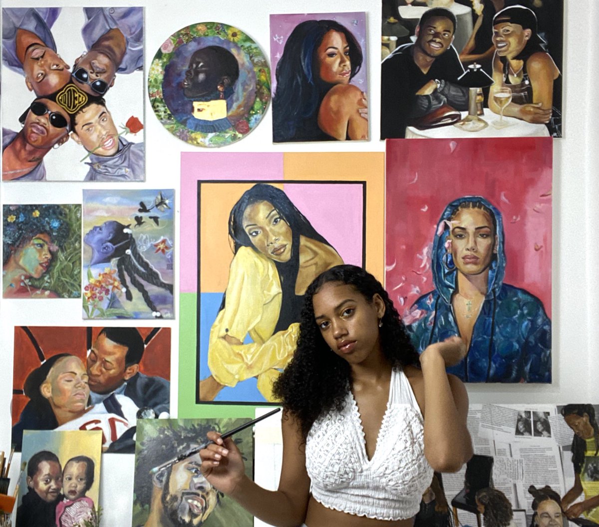 Ajk_artt's tweet photo. Hi , i’m a 19 y/o Oil painter based in the U.K, I paint with the intention to empower &amp; Celebrate Black culture <3 💕✨ https://t.co/lhU1QOdxfc