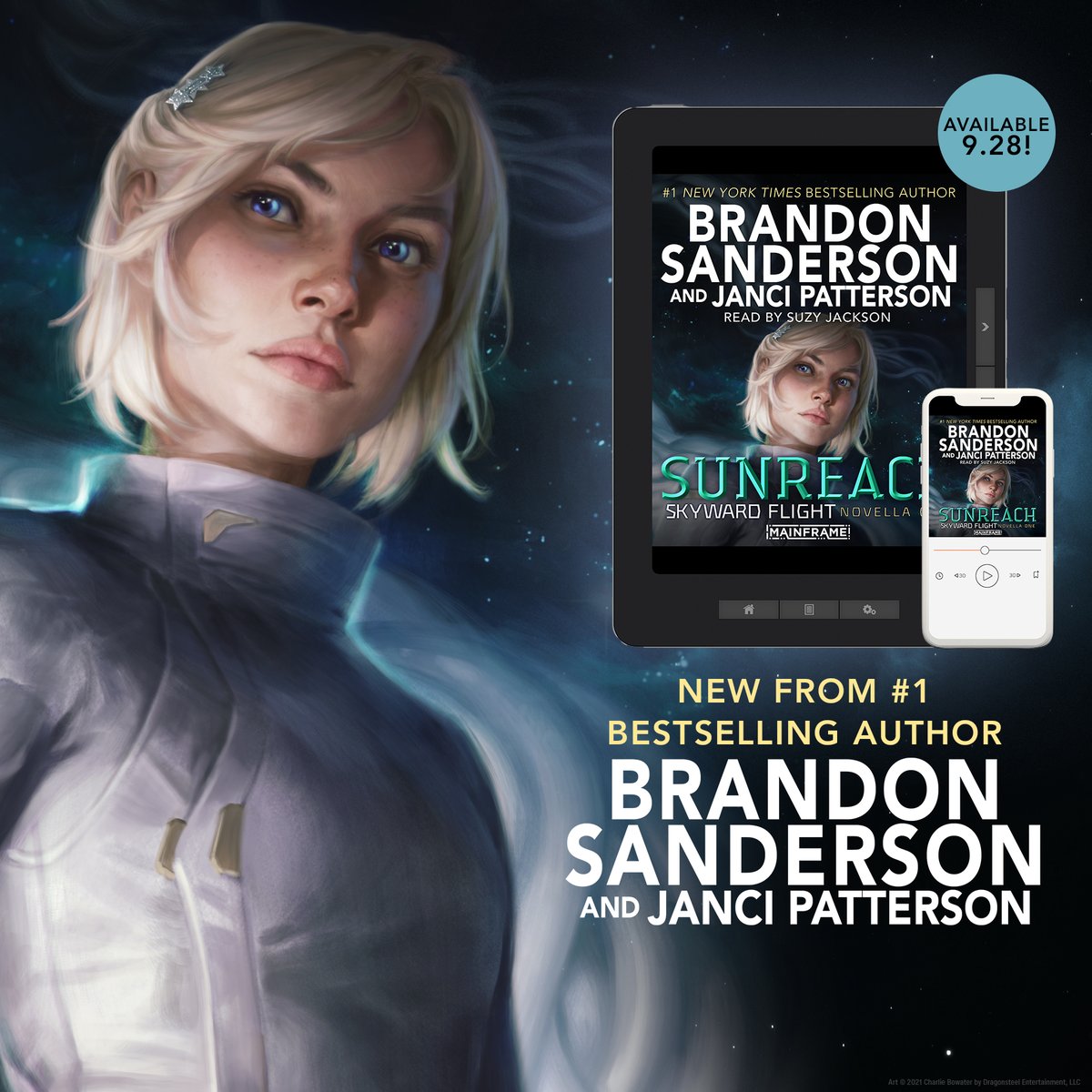BrandSanderson's tweet image. Huzzah! The cover for Sunreach! Out next week (Sept. 28th) and up for pre-order now: bit.ly/3nIv5dX