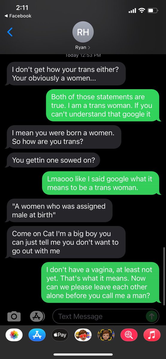 singingdan88's tweet photo. Y’all. This ain’t it. My manager is straight up getting harassed by an ex employee because she won’t go out with him. She’s tried to explain she’s trans but his small mind just can’t understand… #trans #LGBTQ https://t.co/pKKfykujtZ