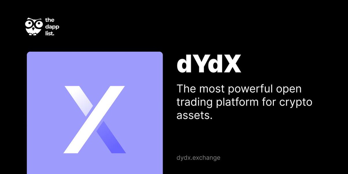 BhargaviKothari's tweet image. 🗣 @thedapplist Introduced

@dydxprotocol listed this week on our V2🎉

A leading decentralized exchange that currently supports perpetual, margin trading, and spot trading, as well as lending, and borrowing.

#TraverseToWeb3 w/ us v2.thedapplist.com 🚀 

$WISE #Crypto