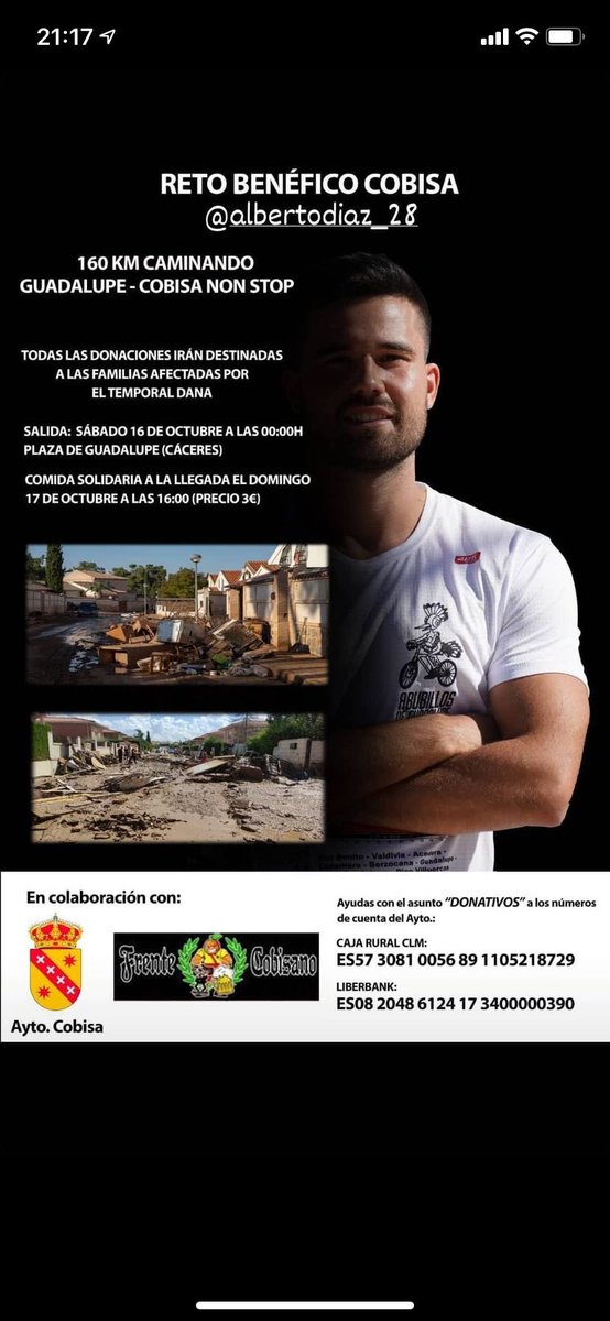 _anadiaz_'s tweet photo. Mi hermano va a hacer un reto benéfico para ayudar a los vecinos de cobisa y queremos que llegue a la mayor gente posible.
Se agradece difusión 💖 https://t.co/nfX8edDo7n