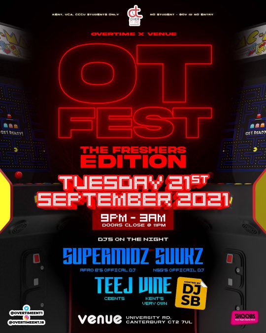 WTPA_ents's tweet photo. IMPORTANT NOTICE ⚠️⚠️⚠️
#OTFEST THE FRESHERS EDITION 👾
- STUDENT ID / GOV ID REQUIRED
- GUEST LIST QUE CLOSES AT 11AM SHARP
- DOORS CLOSE AT 12AM SHARP
ATTIRE ‼️
- NO HOODIES
- NO TRACKSUITS
- NO CAPS
ENTRY 🎟
- KPASS OR ON THE DOOR
- £6 BEFORE 11AM | £10 AFTER 11PM. https://t.co/YcyLXAEMJO