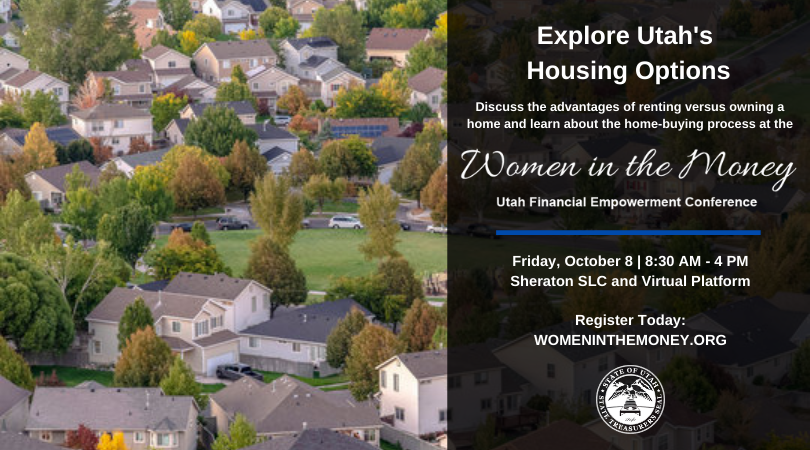 UtahTreasurer's tweet photo. Explore Utah's housing options &amp; discuss the advantages/disadvantages of renting versus owning. Learn how to put together an action plan, what is required when you're ready to purchase a home &amp; how to find trustworthy professionals to help. Register now: https://t.co/9Klmr0nwlD https://t.co/Yalwl1l0Pn
