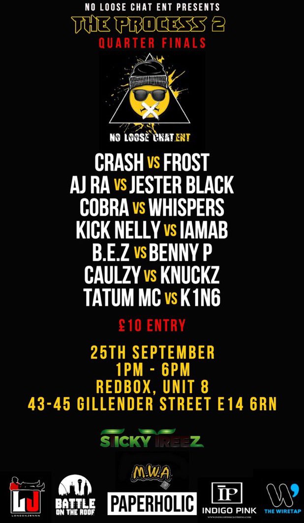 TaliMusicUK's tweet image. #TheProcess2 

@NoLooseChat

THIS SATURDAY!!!

25.9.21

£10 ENTRY FEE ON THE DOOR!!