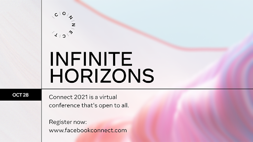 MetaHorizonDevs's tweet photo. On October 28, join us virtually at Connect 2021 to take part in building the future of AR/VR. Register now for updates: https://t.co/urBnqlaykR https://t.co/sxQ5qSktLd