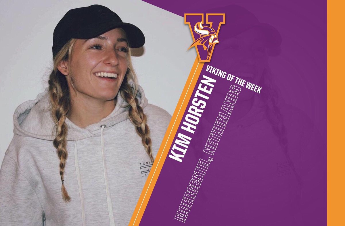 Junior Kimberly Horsten (Moergestel, Netherlands) is the Viking of the Week for week three of Fall ball.  She's elevating her game and dominating every time she steps on the field!  Valley Will Roll 🥎💜🧡💜🥎!!! #team44 #dyj #twyw #justwin