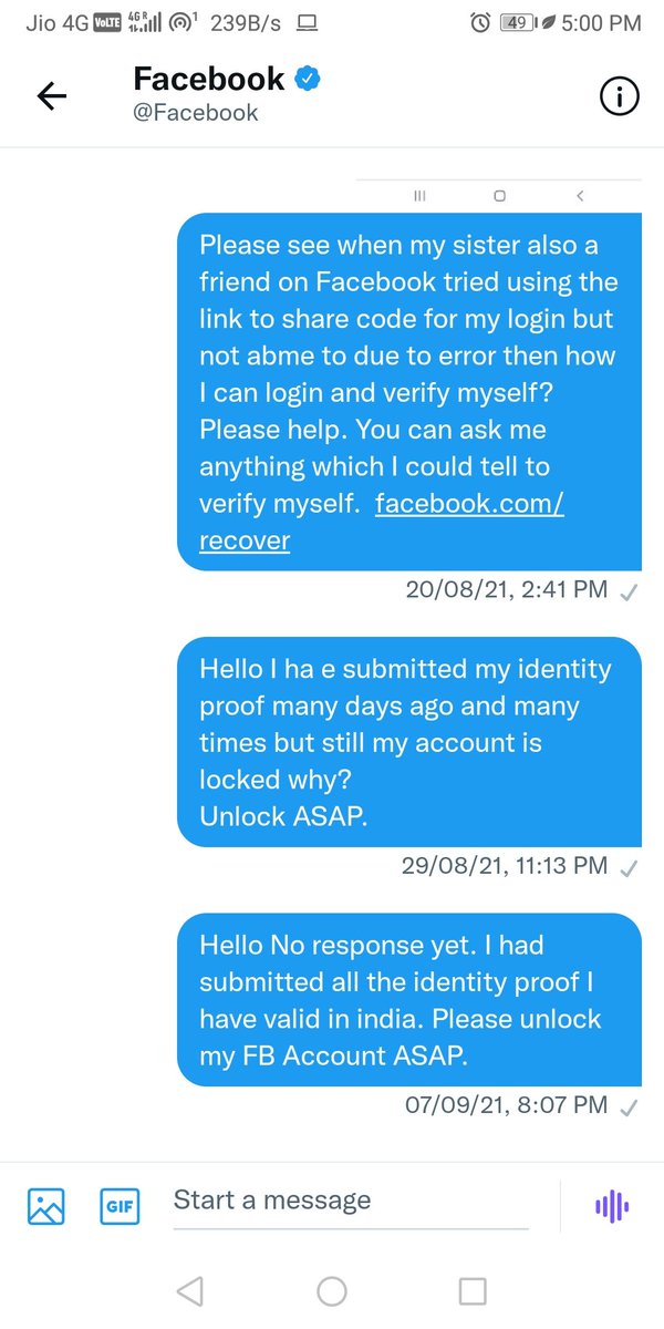 saurabhskth's tweet photo. @sherylsandberg @vishalshahis Can anyone help me please in getting back my FB account? It's very important for me. All my old friends are there and I am not able to connect which is @Facebook moto connecting people but isn't seems one. DM Sent in August but no help yet. Why? https://t.co/Rp8WrUX7N1