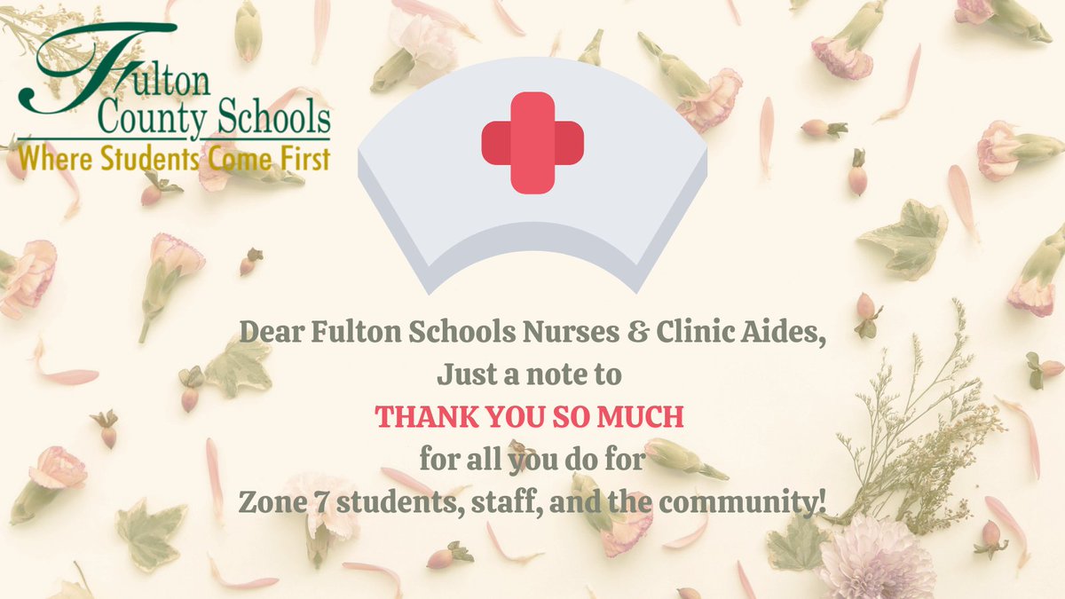Dr. Crumbley (@fultonzone7) on Twitter photo Please join me in thanking your school nurse and clinic aide today... and every day! <a href="/FultonCoSchools/">FultonCountySchools</a> 💯❤️ Please join me in thanking your school nurse and clinic aide today... and every day! <a href="/FultonCoSchools/">FultonCountySchools</a> 💯❤️